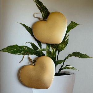 Matte Gold Heart Statement Earrings